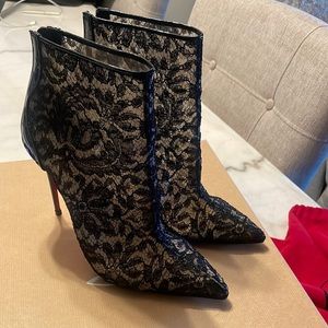 COPY - Black Christian Louboutins booties. Had custom red rubber soles placed o…